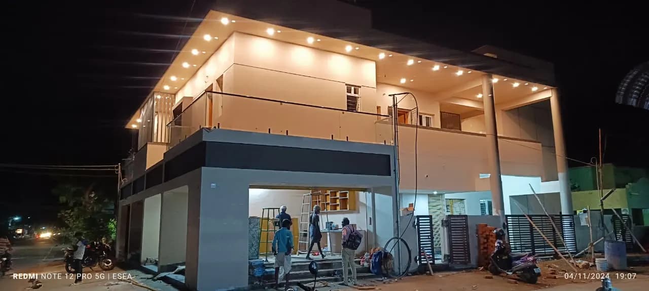 New two-storey house lit up at night after ESEA electrical work